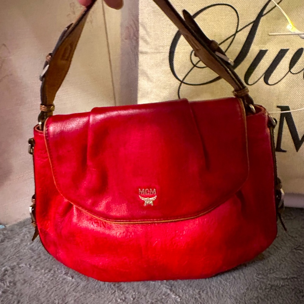 MCM shoulder bag. Painted. EUC. Please see pictures.